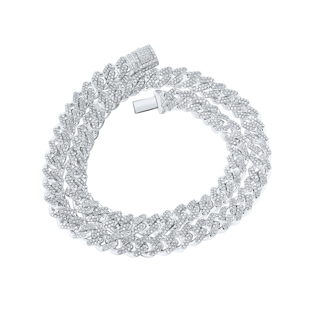 10K Yellow Or White Gold  Mens Round Diamond Cuban 20-inch Link Chain Necklace 11-1/5 Cttw, Length: 20 In