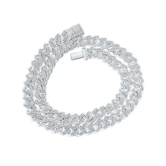 10K Yellow Or White Gold  Mens Round Diamond Cuban 20-inch Link Chain Necklace 11-1/5 Cttw, Length: 20 In