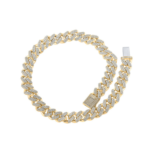 10K Yellow Gold Mens Round Diamond Link Chain Necklace 40-7/8 Cttw, Length: 22.01 In, Width: 0.71 In
