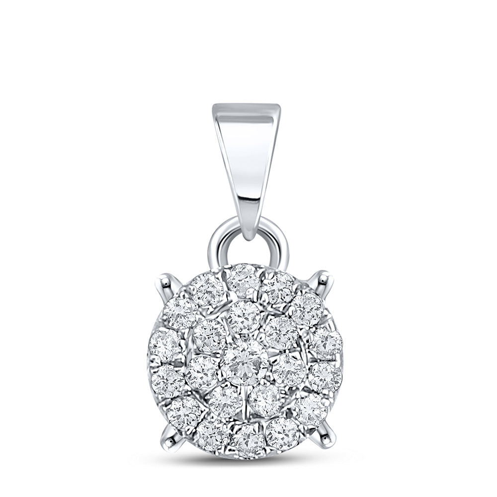 10K Yellow Or White Or Rose Gold Womens Round Diamond Cluster Pendant