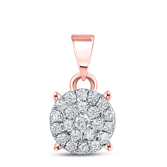 10K Yellow Or White Or Rose Gold Womens Round Diamond Cluster Pendant