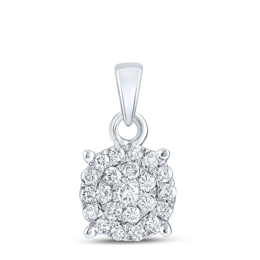 10K Yellow Or White Or Rose Gold Womens Round Diamond Cluster Pendant
