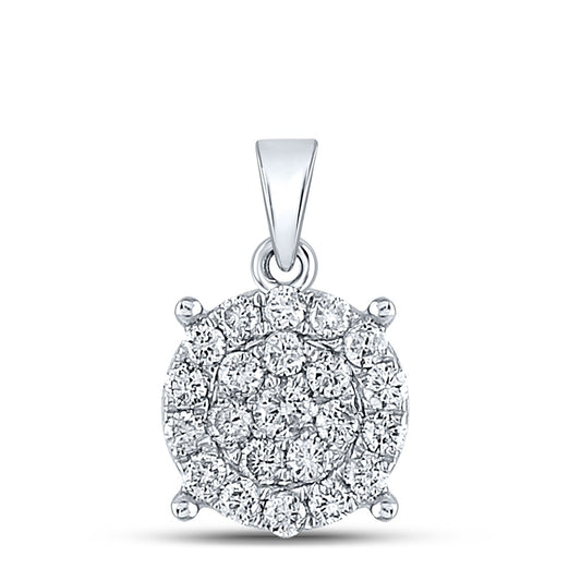 10K Yellow Or White Or Rose Gold Womens Round Diamond Cluster Pendant