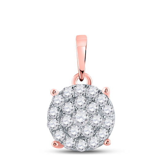 10K Rose Gold Womens Round Diamond Cluster Pendant 1-1/2 Cttw