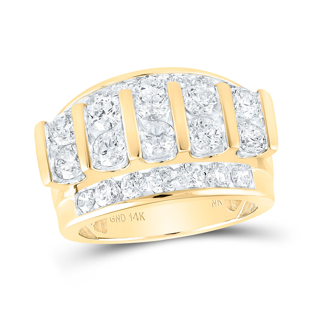 14K Yellow Gold Mens Round Diamond Band Ring 4 Cttw, Mens Size: 7-13