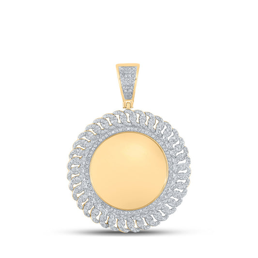 10K Yellow Gold Mens Round Diamond Memory Circle Charm Pendant 1 Cttw