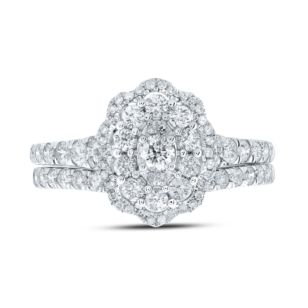10K White Gold Round Diamond Bridal Wedding Ring Band Set 1 Cttw, Womens Size: 5-10