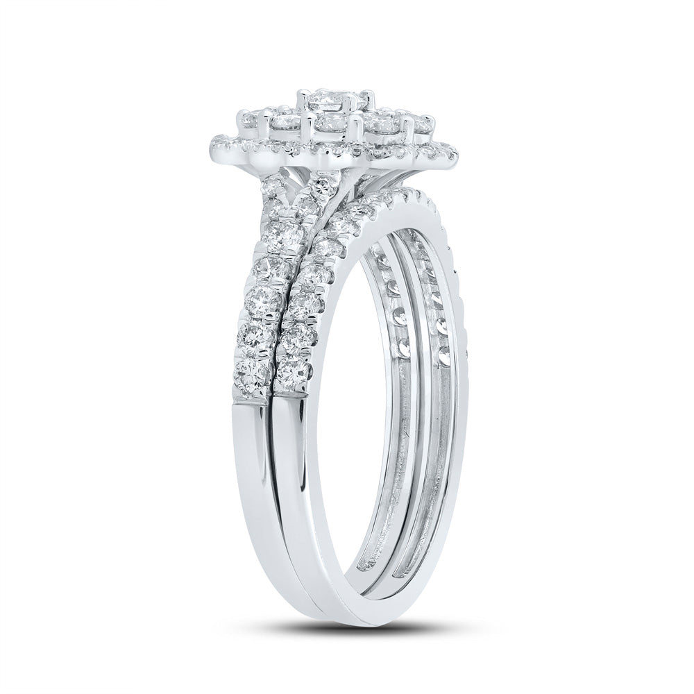 10K White Gold Round Diamond Bridal Wedding Ring Band Set 1 Cttw, Womens Size: 5-10