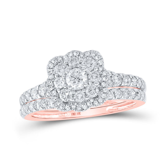 10K Yellow Or White Or Rose Gold Round Diamond Bridal Wedding Ring Band Set , Womens Size: 5-10