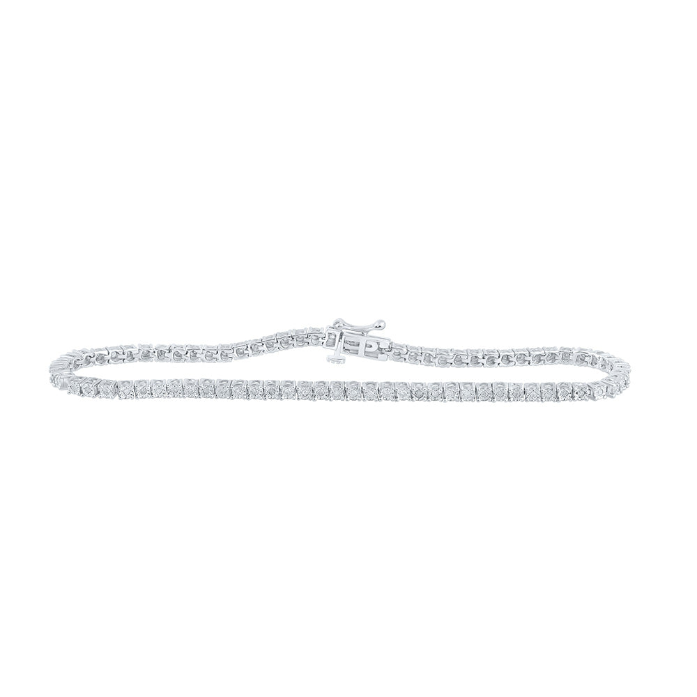 Yellow-tone Sterling Silver Or Sterling Silver Womens Round Diamond 7-inch Fashion Bracelet 3/8 Cttw, Length: 7.01 In