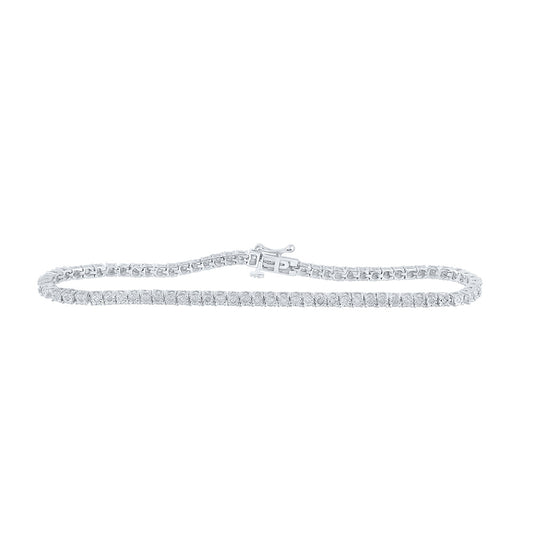 Yellow-tone Sterling Silver Or Sterling Silver Womens Round Diamond 7-inch Fashion Bracelet 3/8 Cttw, Length: 7.01 In
