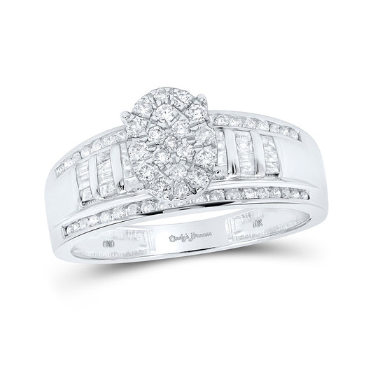 Sterling Silver Round Diamond Oval Bridal Wedding Engagement Ring 1/2 Cttw, Womens Size: 5-10