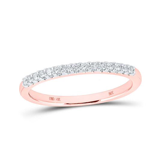 14K Yellow Or Rose Gold  Womens Round Diamond Wedding Single Row Band 1/6 Cttw, Womens Size: 5-10