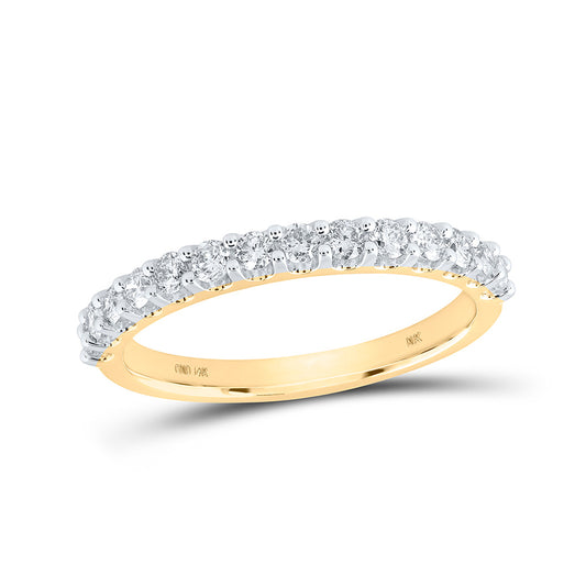 14K Yellow Gold Womens Round Diamond Wedding Band 1/2 Cttw, Womens Size: 5-10