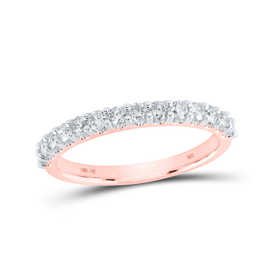14K Rose Or Yellow Gold Womens Round Diamond Wedding Band , Womens Size: 5-10