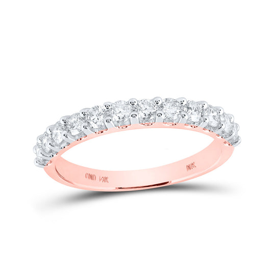 14K Yellow Or Rose Gold  Womens Round Diamond Wedding Single Row Band 3/4 Cttw, Womens Size: 5-10