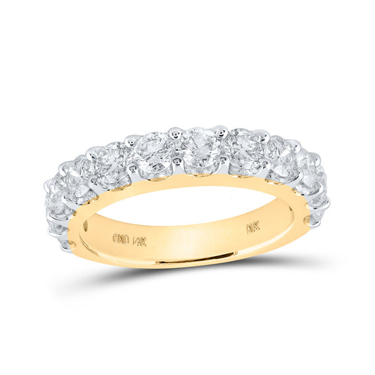 14K Yellow Gold Womens Round Diamond Wedding Single Row Band 2 Cttw, Womens Size: 5-10