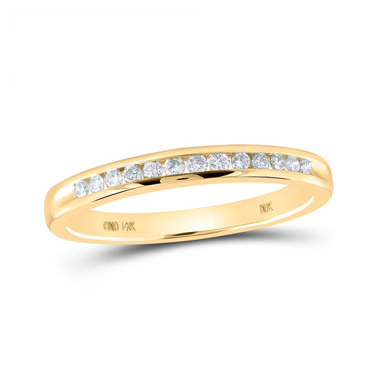 14K Yellow Gold Womens Round Diamond Wedding Single Row Band 1/6 Cttw, Womens Size: 5-10