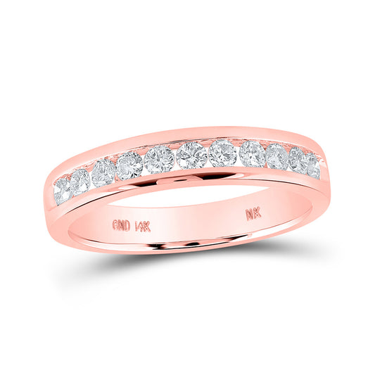 14K Yellow Or Rose Gold  Womens Round Diamond Single Row Band Ring 1/2 Cttw, Womens Size: 5-10