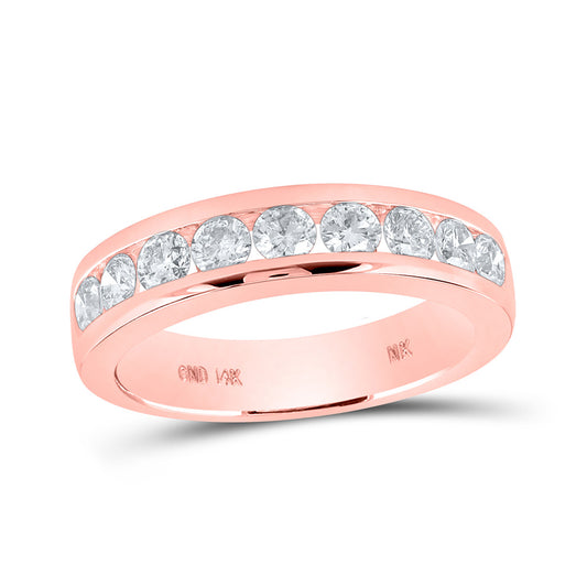 14K Rose Or Yellow Gold Womens Round Diamond Band Ring , Womens Size: 5-10