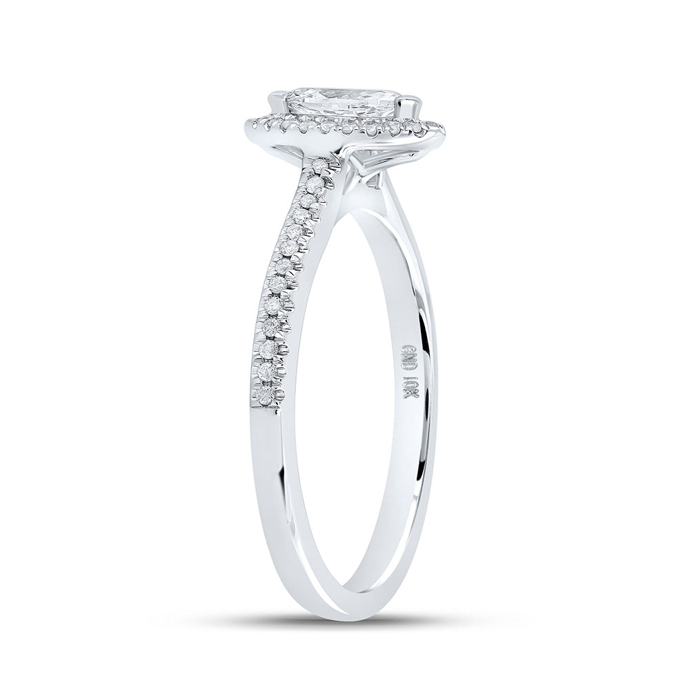 10K White Gold Marquise Diamond Halo Bridal Wedding Engagement Ring 1/3 Cttw, Womens Size: 5-10