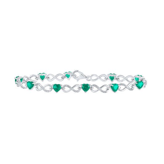 Sterling Silver Womens Heart Synthetic Infinity Bracelet