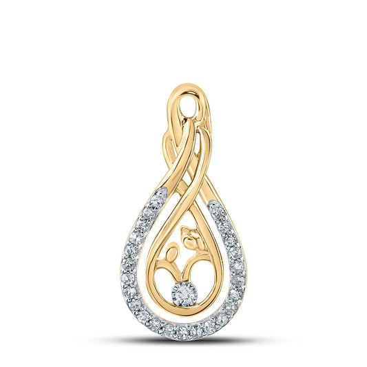 10K Yellow Gold Womens Round Diamond Child Mom Pendant 1/10 Cttw