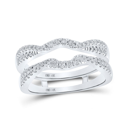14K White Gold Womens Round Diamond Wrap Enhancer Wedding Band 1/3 Cttw, Womens Size: 5-10