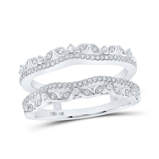 14K White Gold Womens Round Diamond Wrap Enhancer Wedding Band 1/3 Cttw, Womens Size: 5-10