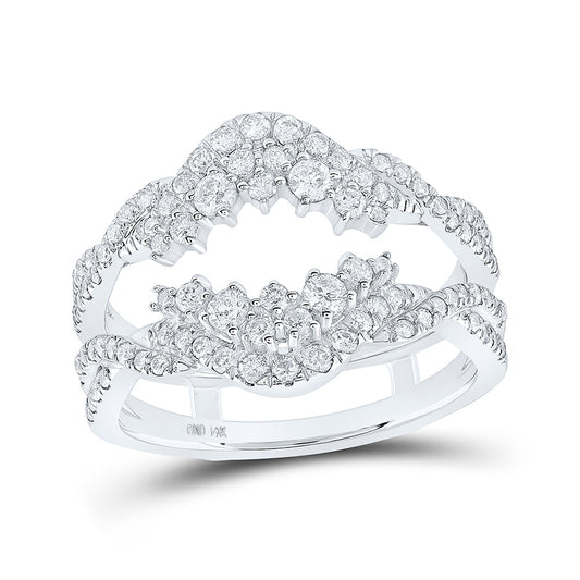 14K White Gold Womens Round Diamond Wrap Enhancer Wedding Band 3/4 Cttw, Womens Size: 5-10