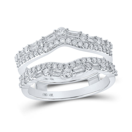 14K White Gold Womens Round Diamond Wrap Enhancer Wedding Band 3/4 Cttw, Womens Size: 5-10