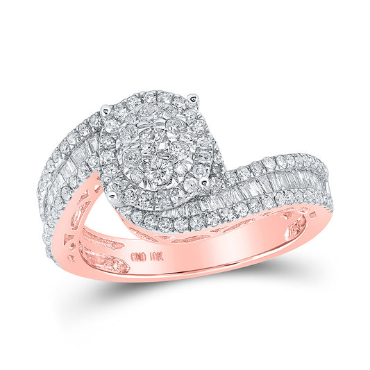 10K Yellow Or Rose Or White Gold  Round Diamond Cluster Bridal Wedding Engagement Ring 1 Cttw, Womens Size: 5-10