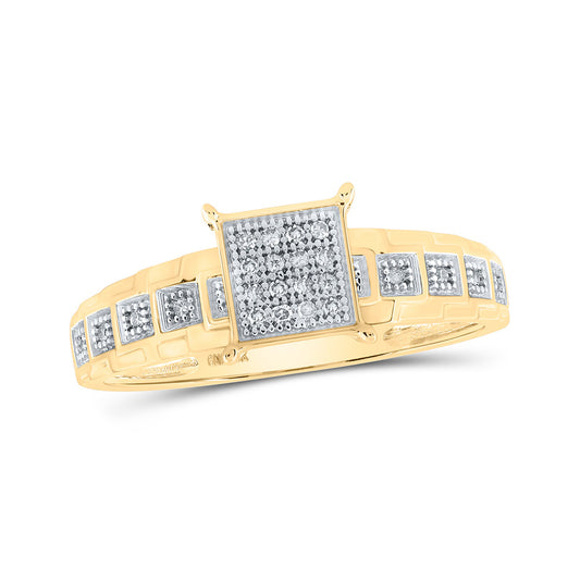 10K Yellow Gold Womens Round Diamond Square Ring 1/12 Cttw, Womens Size: 5-10