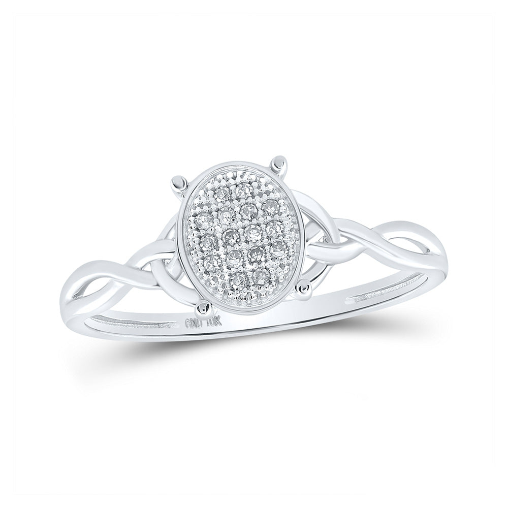 10K Yellow Or White Gold  Womens Round Diamond Oval Ring 1/20 Cttw, Womens Size: 5-10