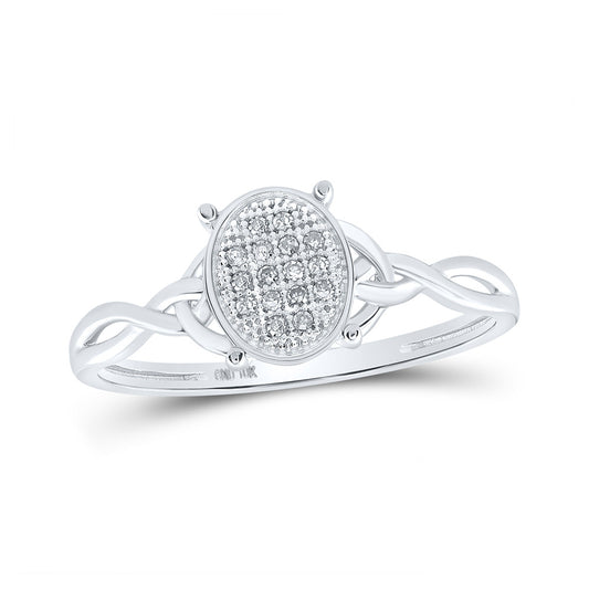 10K Yellow Or White Gold  Womens Round Diamond Oval Ring 1/20 Cttw, Womens Size: 5-10