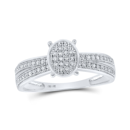 10K White Or Yellow Gold Womens Round Diamond Oval Ring , Womens Size: 5-10