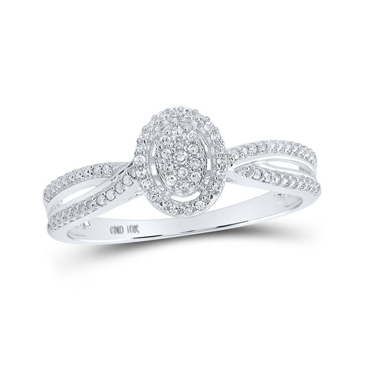 10K White Or Yellow Gold Womens Round Diamond Oval Ring , Womens Size: 5-10