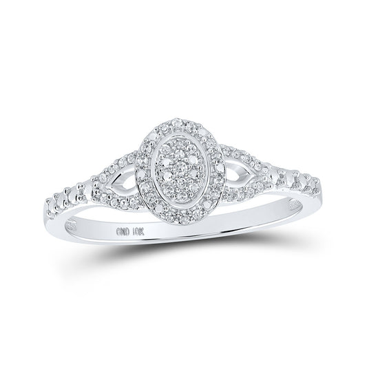 10K White Or Yellow Gold Womens Round Diamond Oval Ring , Womens Size: 5-10