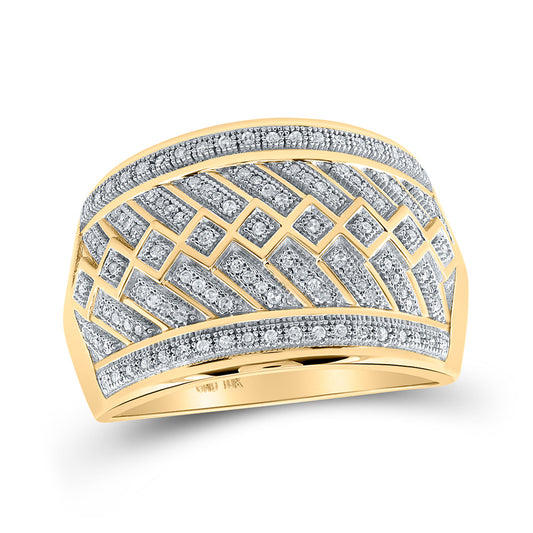10K Yellow Gold Mens Round Diamond Band Ring 1/3 Cttw, Mens Size: 7-13