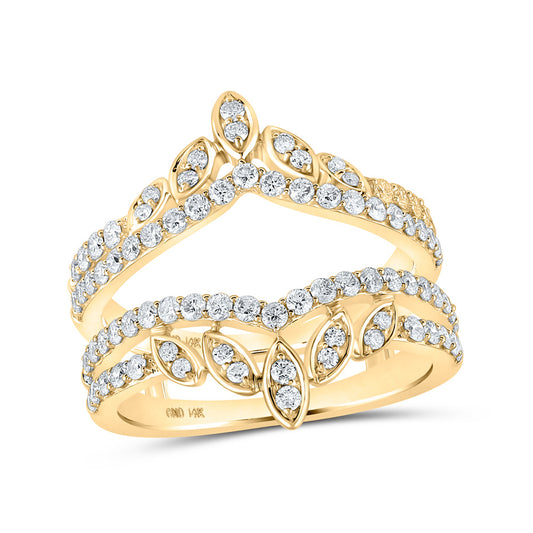 14kt Yellow Gold Womens Round Diamond Wrap Enhancer Wedding Band 1 Cttw