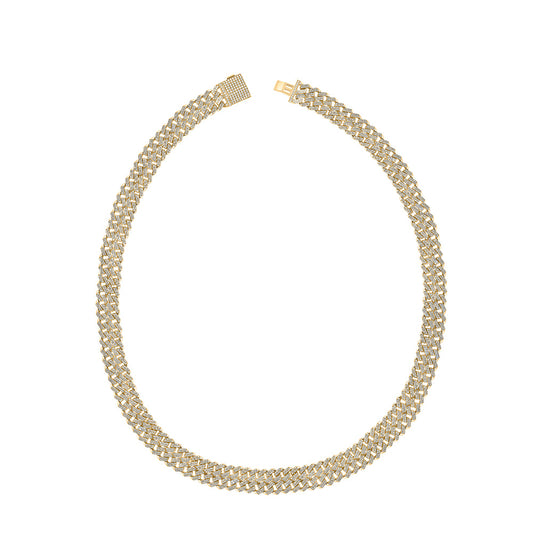 10K Yellow Gold Mens Round Diamond Double Curb 22-inch Link Chain Necklace 12-3/4 Cttw, Length: 22.01 In