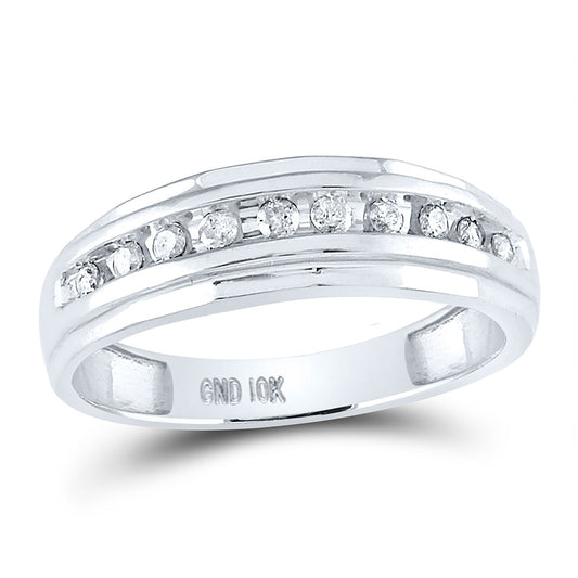 10K White Gold Mens Round Diamond Wedding Band Ring 1/4 Cttw, Mens Size: 7-13