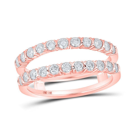 14K Rose Gold Womens Round Diamond Wrap Enhancer Wedding Band 7/8 Cttw, Womens Size: 5-10