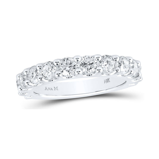 14K White Gold Womens Round Diamond Single Row Band Ring 2 Cttw, Womens Size: 5-10