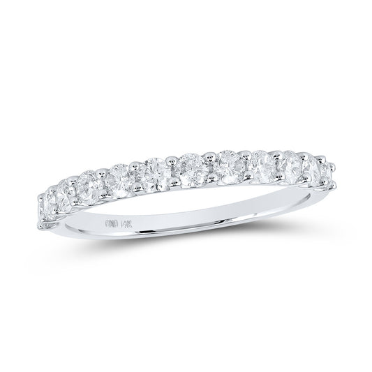 14K White Gold Womens Round Diamond Single Row Band Ring 3/4 Cttw, Womens Size: 5-10