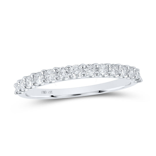14K White Gold Womens Round Diamond Single Row Band Ring 1/2 Cttw, Womens Size: 5-10