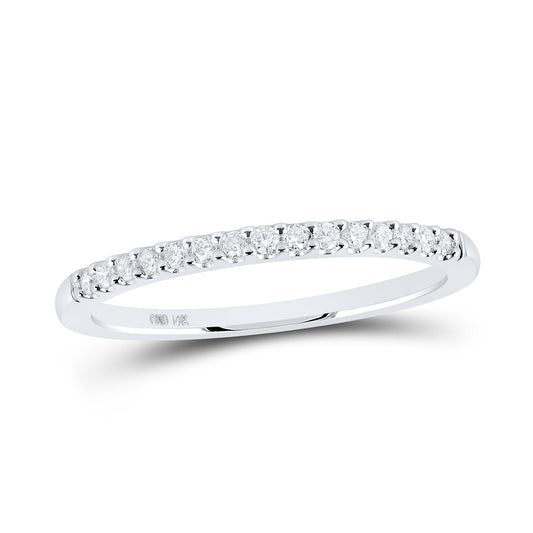 14K White Gold Womens Round Diamond Single Row Band Ring 1/6 Cttw, Womens Size: 5-10