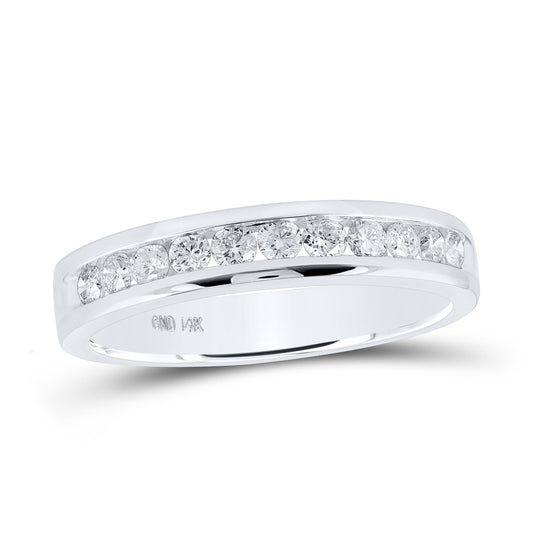 14K White Gold Womens Round Diamond Single Row Band Ring 1/2 Cttw, Womens Size: 5-10