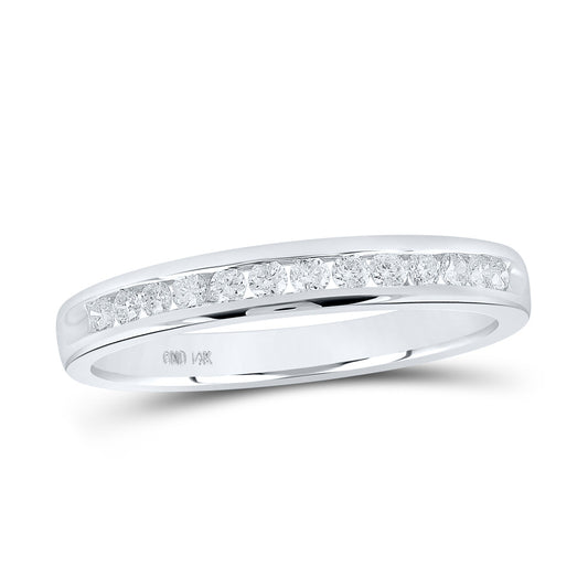 14K White Gold Womens Round Diamond Wedding Single Row Band 1/4 Cttw, Womens Size: 5-10