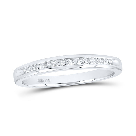 14K White Gold Womens Round Diamond Single Row Band Ring 1/6 Cttw, Womens Size: 5-10
